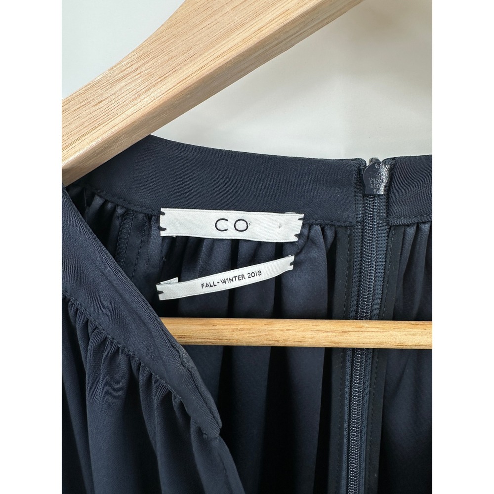 Co Navy Blue Draped Elastic Waist Tulip Midi Dress FW 2019 Japanese Fabric Small - Picture 6 of 9